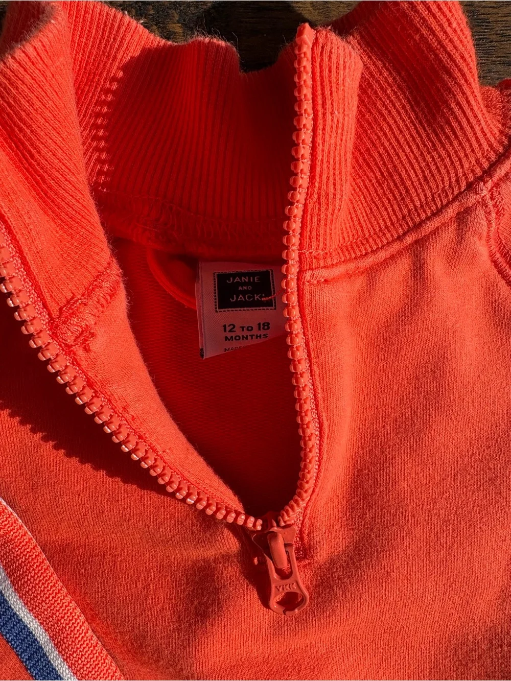 Janie and Jack Quarter Zip Pullover 12-18M